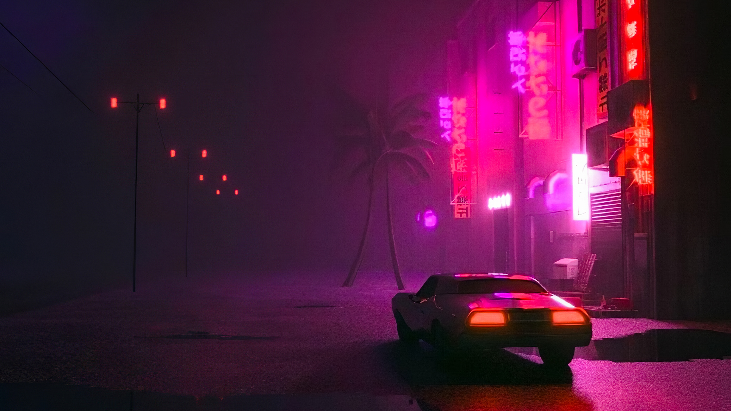 Synthwave Car On Street, HD Artist, 4k Wallpapers, Images, Backgrounds