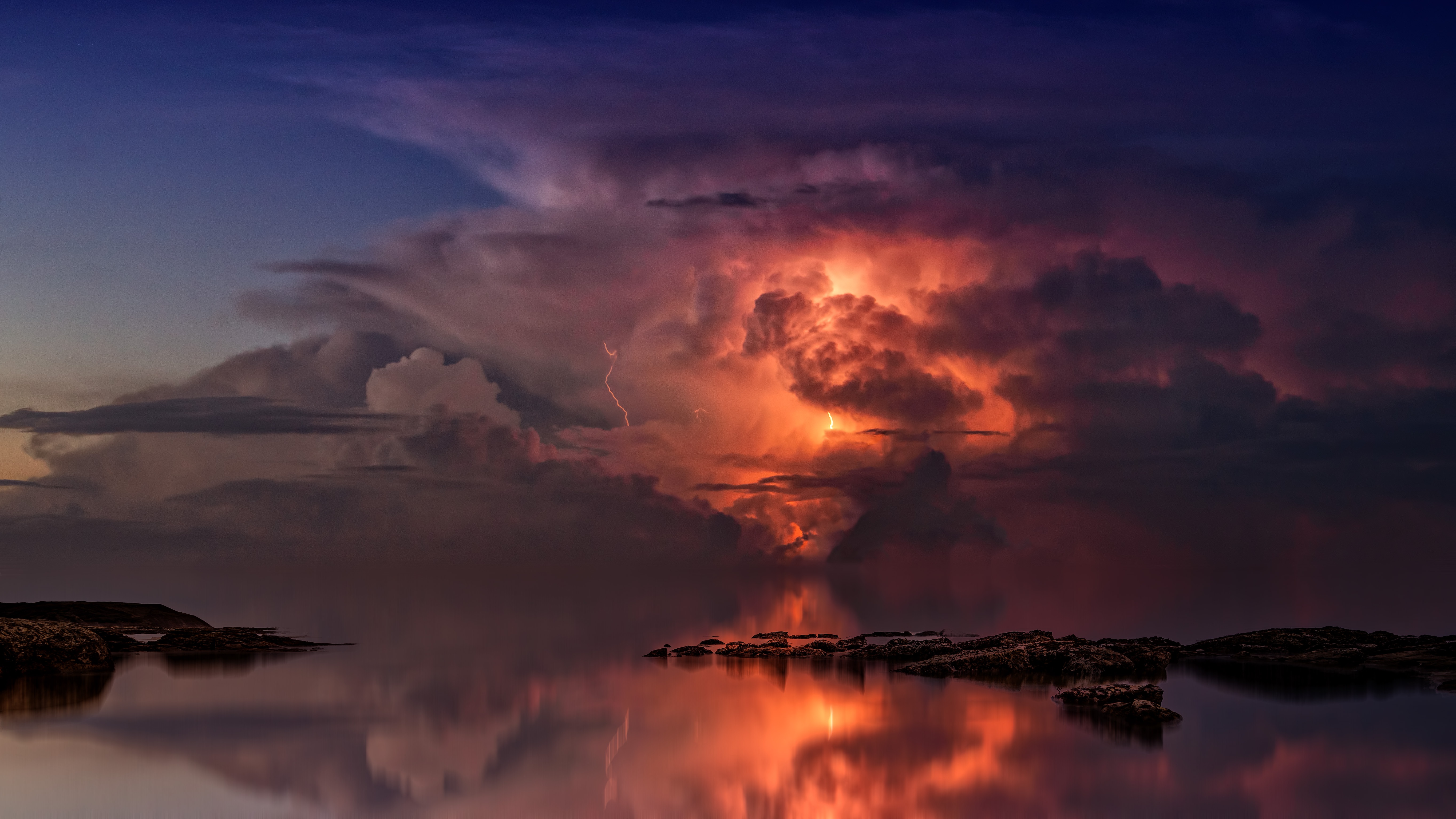 Thunderstorm In Ocean 5k, HD Nature, 4k Wallpapers, Images, Backgrounds