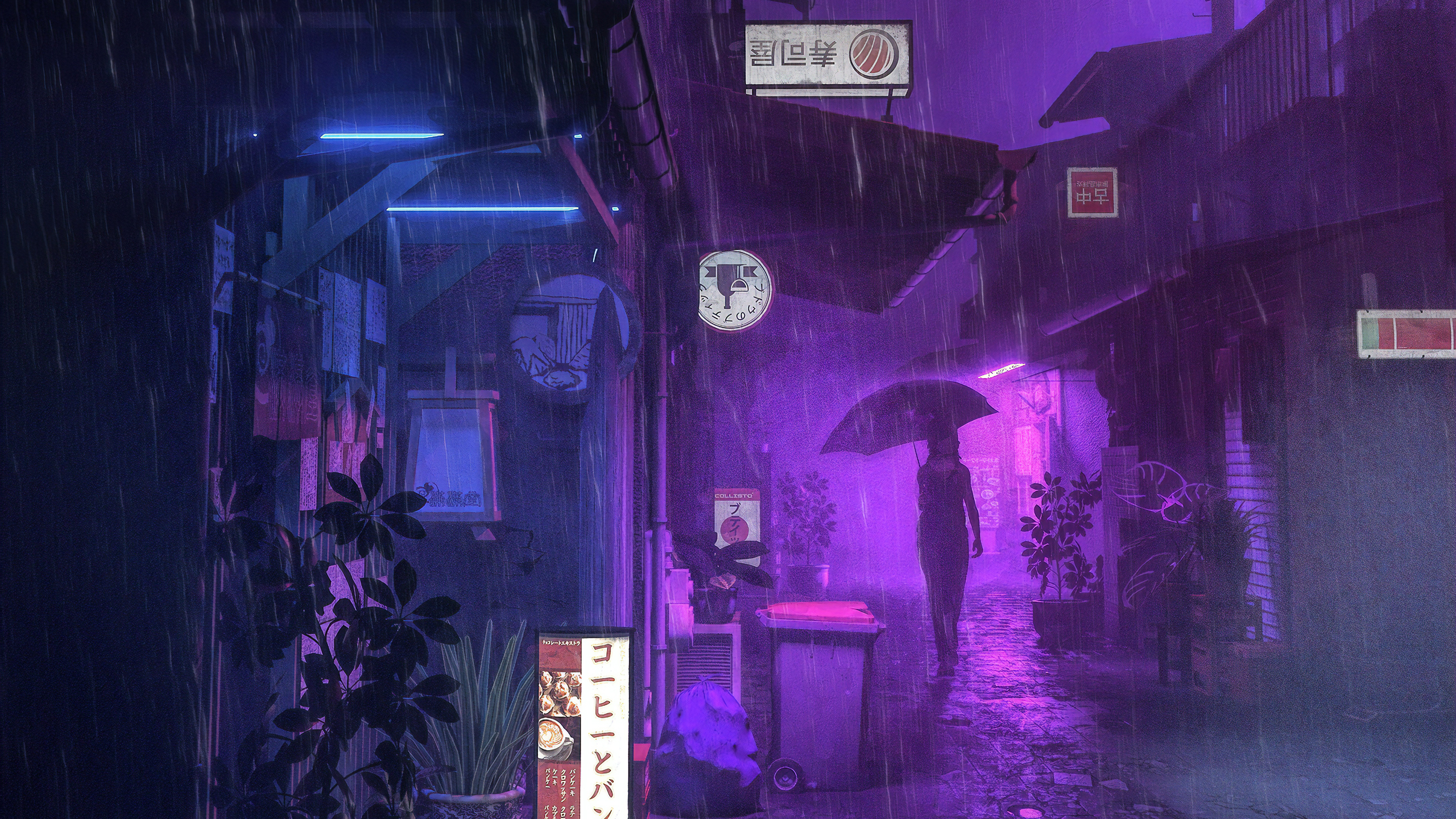 Village Street Neon Girl Umbrella, HD Anime, 4k Wallpapers ...